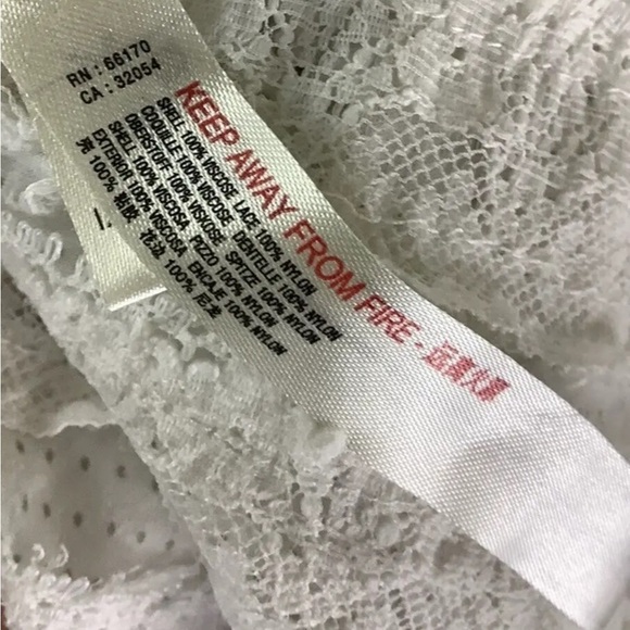 Intimately Free People Sz XS Voile Trapeze Slip Mini Dress White Nylon Lace - Picture 8 of 9